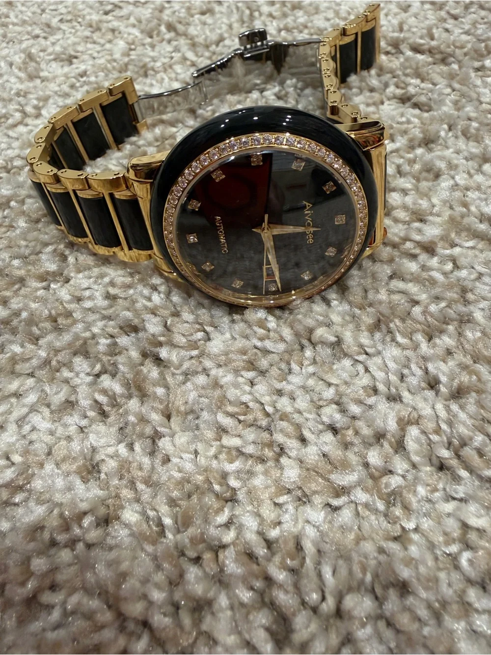 Men's Gold and Black Automatic Dress Watch